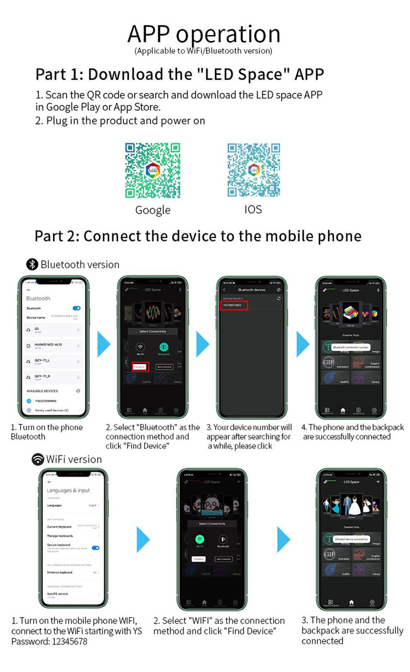 CRONY T2 AD LED display backpack light screen waterproof smart back packs bag led display backpack with led screen - Edragonmall.com