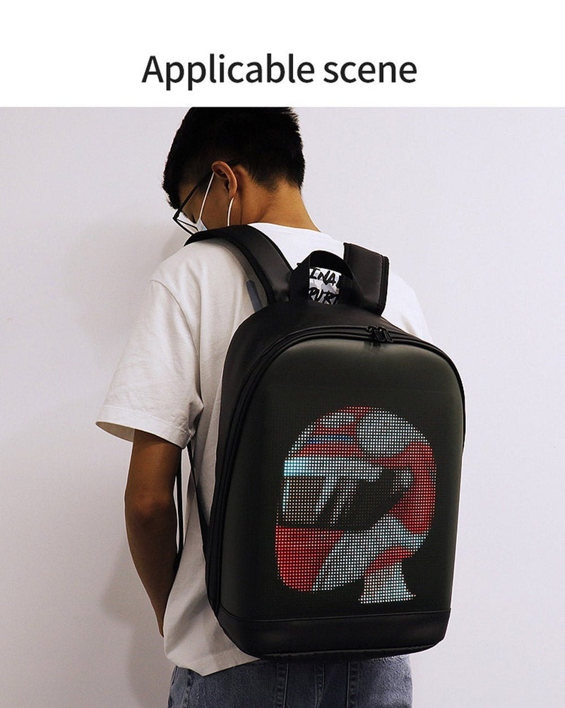 CRONY T2 AD LED display backpack light screen waterproof smart back packs bag led display backpack with led screen - Edragonmall.com