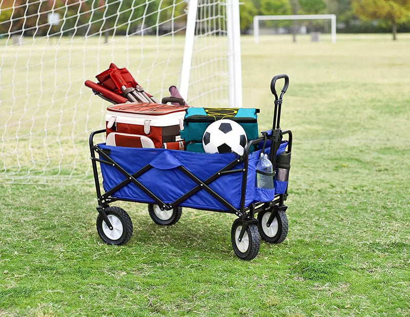CRONY TC3015 Folding Cart Heavy Duty Collapsible Folding Wagon Utility Shopping Outdoor Camping Garden Cart | BLUE - Edragonmall.com