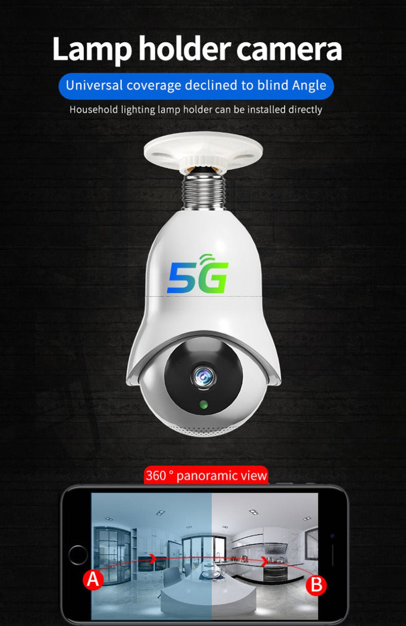 CRONY TC76 5G Wifi Dual-band light bulb HD IP Camera Wifi Bulb Camera 360 Panoramic Camera Surveillance Camera - Edragonmall.com