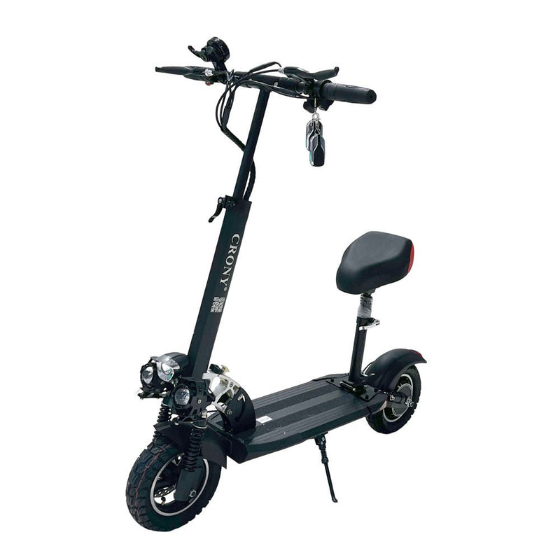 CRONY V10 Black Fast Speed Electric Scooter 1200W Motor, 48V Battery, Top Speed 45-68Km/h, Range 20-40Km, Triple LED Headlamps, Base LED Lights, 10 Inch Tyres