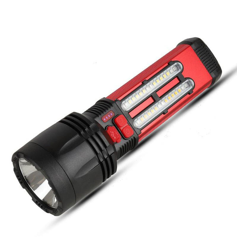 CRONY W5122A Solar Energy Flashlight Plastic with 2835#+3030# Lamp Bead 18650 Battery 2000mAh Switch Type-C Port USB Charging - Edragonmall.com