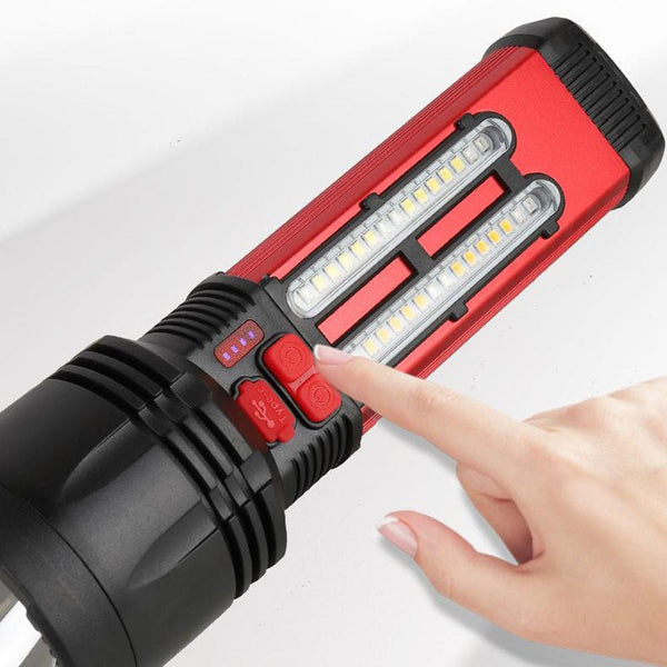 CRONY W5122A Solar Energy Flashlight Plastic with 2835#+3030# Lamp Bead 18650 Battery 2000mAh Switch Type-C Port USB Charging - Edragonmall.com