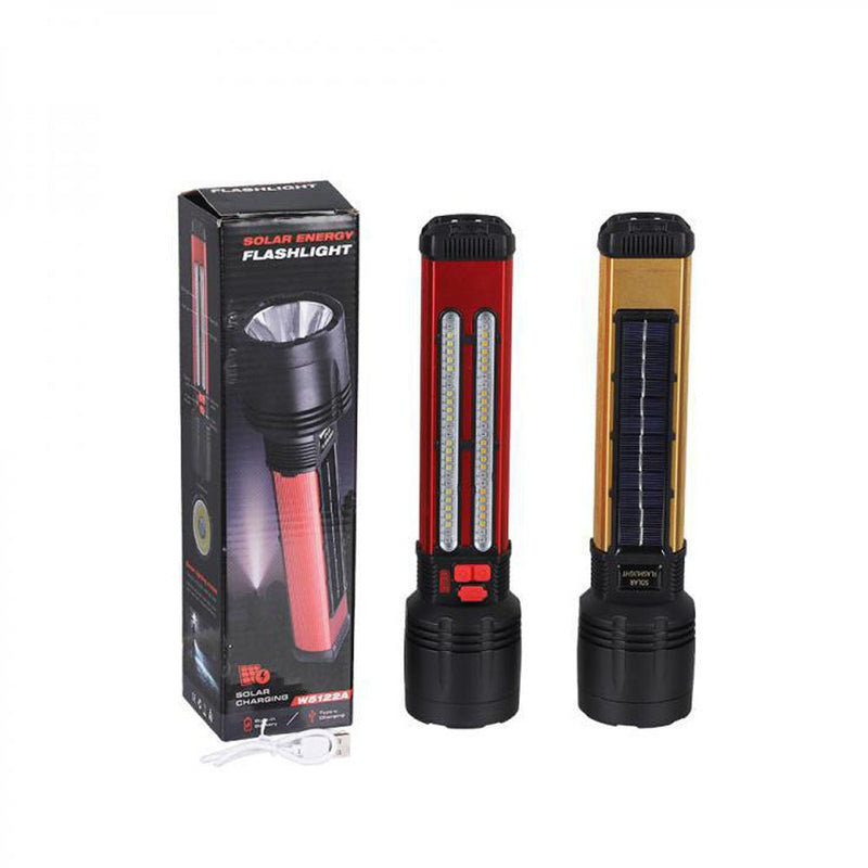 CRONY W5122A Solar Energy Flashlight Plastic with 2835#+3030# Lamp Bead 18650 Battery 2000mAh Switch Type-C Port USB Charging - Edragonmall.com