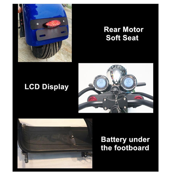 CRONY X1 Harley Electrocar car Citycoco Fat Tire Electric motorcycle | National flag - Edragonmall.com