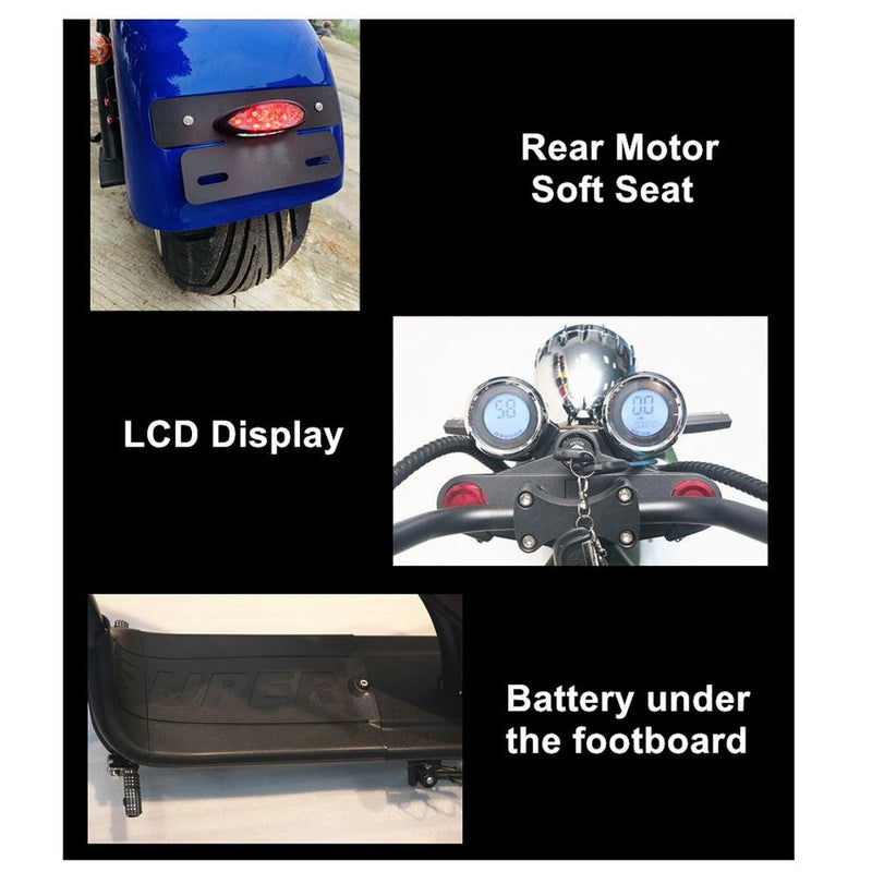 CRONY X1 Harley Electrocar car Citycoco Fat Tire Electric motorcycle | National flag - Edragonmall.com
