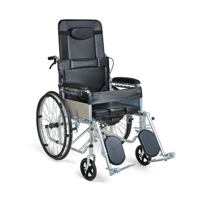 CRONY XT-D-004 Hand-pushed semi-lying wheelchair With toilet Convenient four-brake wheelchair, multifunctional folding wheelchair - Edragonmall.com