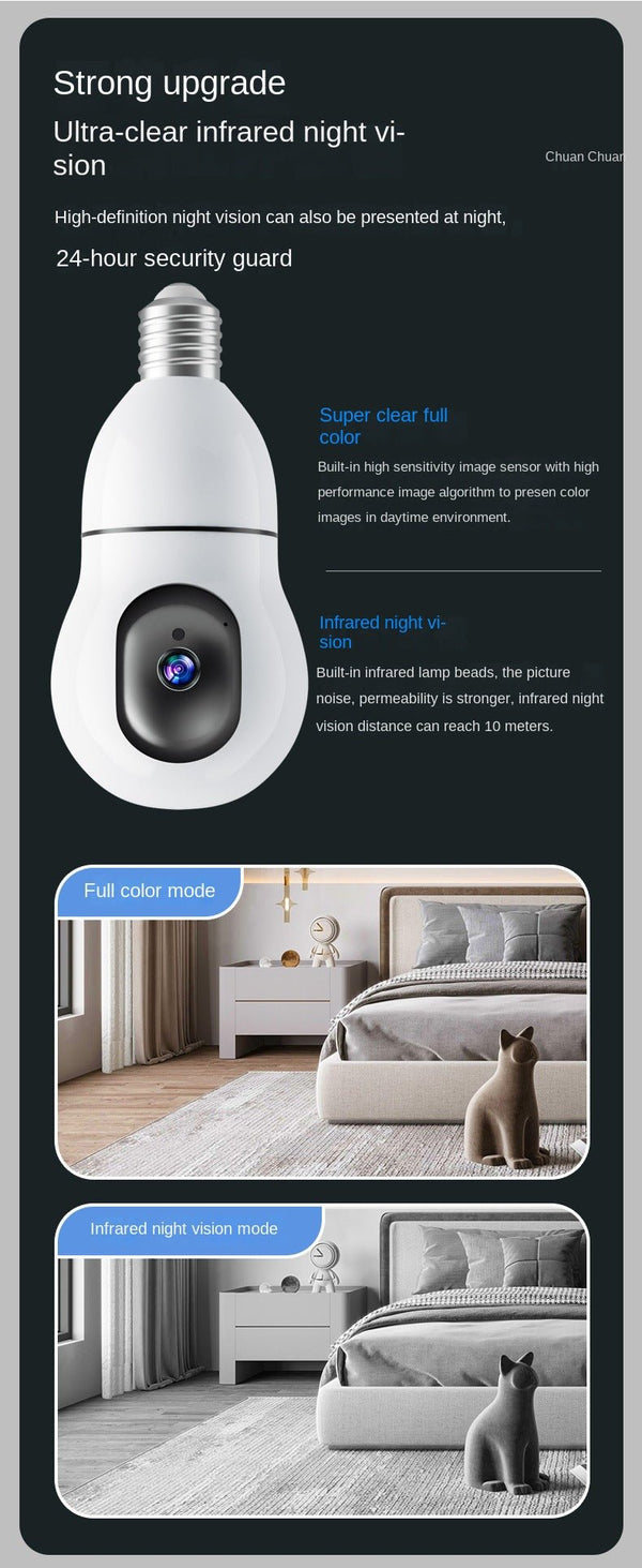 CRONY Y25-1080P light bulb IP Camera dual frequency 2.4g 5g network two-way voice automatic tracking - Edragonmall.com