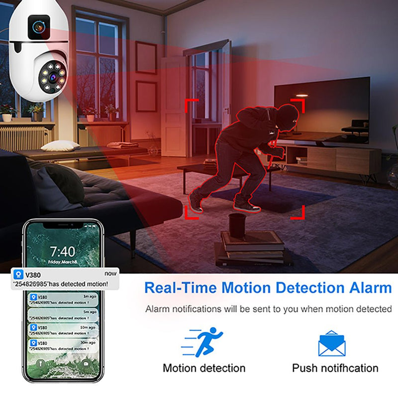 Y27 V380 1080P WIFI Bulb Camera Wireless Baby Monitor Dual Lens Color Night Vision Two-Way Audio