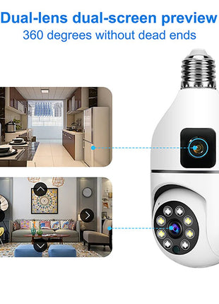 Y27 V380 1080P WIFI Bulb Camera Wireless Baby Monitor Dual Lens Color Night Vision Two-Way Audio