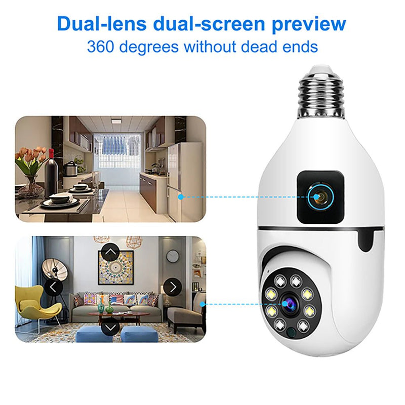 Y27 V380 1080P WIFI Bulb Camera Wireless Baby Monitor Dual Lens Color Night Vision Two-Way Audio