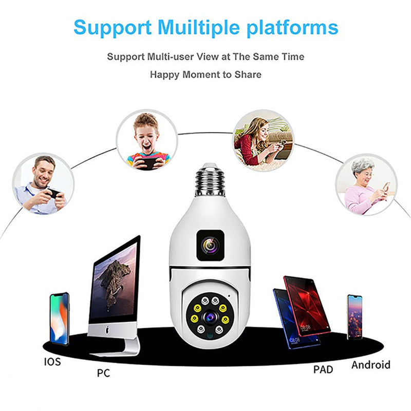 Y27 V380 1080P WIFI Bulb Camera Wireless Baby Monitor Dual Lens Color Night Vision Two-Way Audio