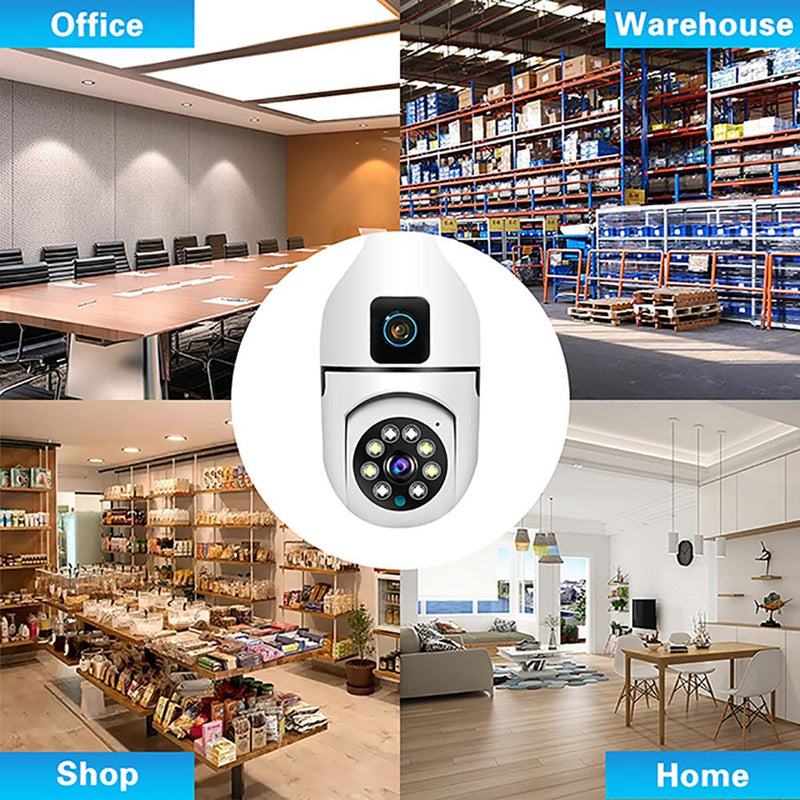 Y27 V380 1080P WIFI Bulb Camera Wireless Baby Monitor Dual Lens Color Night Vision Two-Way Audio