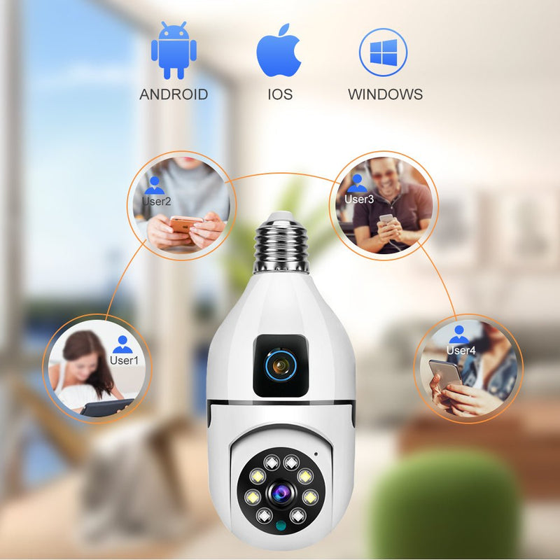 Y27 V380 1080P WIFI Bulb Camera Wireless Baby Monitor Dual Lens Color Night Vision Two-Way Audio