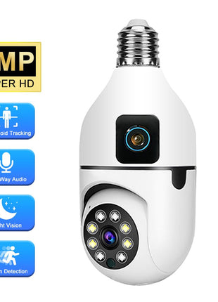 Y27 V380 1080P WIFI Bulb Camera Wireless Baby Monitor Dual Lens Color Night Vision Two-Way Audio