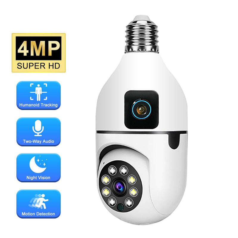 Y27 V380 1080P WIFI Bulb Camera Wireless Baby Monitor Dual Lens Color Night Vision Two-Way Audio