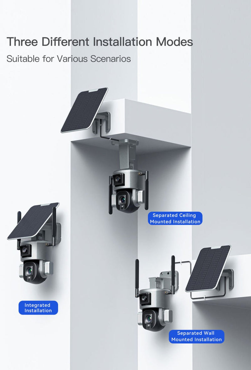 CRONY Y5 4G-4K-8MP-4X Solar Dual Linkage Battery PTZ Camera 8MP Wireless CCTV Camera Outdoor IP66 Waterproof Solar Dual Camera - Edragonmall.com