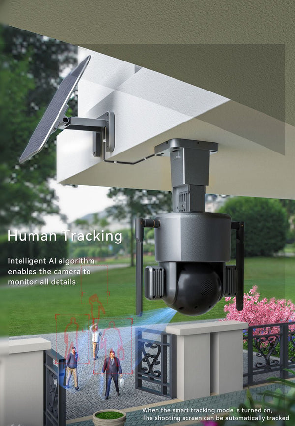 CRONY Y5 4G-4K-8MP-4X Solar Dual Linkage Battery PTZ Camera 8MP Wireless CCTV Camera Outdoor IP66 Waterproof Solar Dual Camera - Edragonmall.com