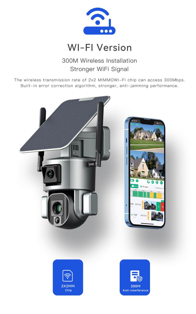 CRONY Y5 WiFi-4K-8MP-4X Solar Dual Linkage Battery PTZ Camera 8MP Wireless CCTV Camera Outdoor IP66 Waterproof Solar Dual Camera - Edragonmall.com