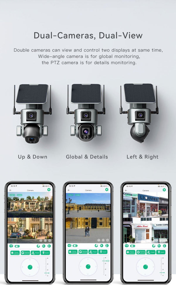 CRONY Y5 WiFi-4K-8MP-4X Solar Dual Linkage Battery PTZ Camera 8MP Wireless CCTV Camera Outdoor IP66 Waterproof Solar Dual Camera - Edragonmall.com
