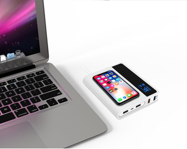 CRONY YC-008 USB Charger Dual Port Power Bank QC 3.0 Quick Charger Wireless charger Portable Adapter Power Hub for Mobile phone Tablet PC - Edragonmall.com