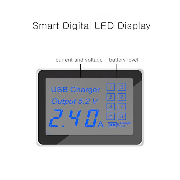 CRONY YC-CDA6W socket 8USB Wireless charging With Display QC3.0 Smart Wireless Fast Charger for iPhone X S9 Mi6 - Edragonmall.com