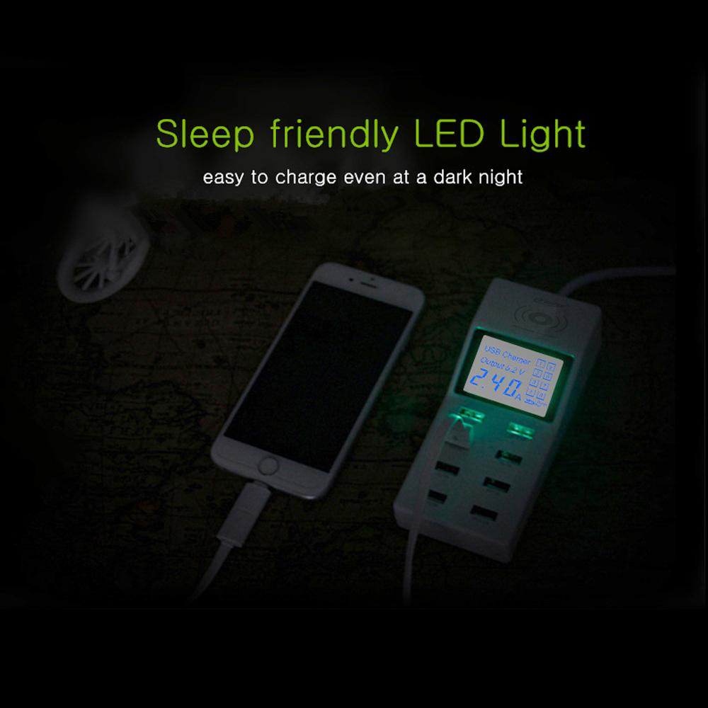 CRONY YC-CDA6W socket 8USB Wireless charging With Display QC3.0 Smart Wireless Fast Charger for iPhone X S9 Mi6 - Edragonmall.com