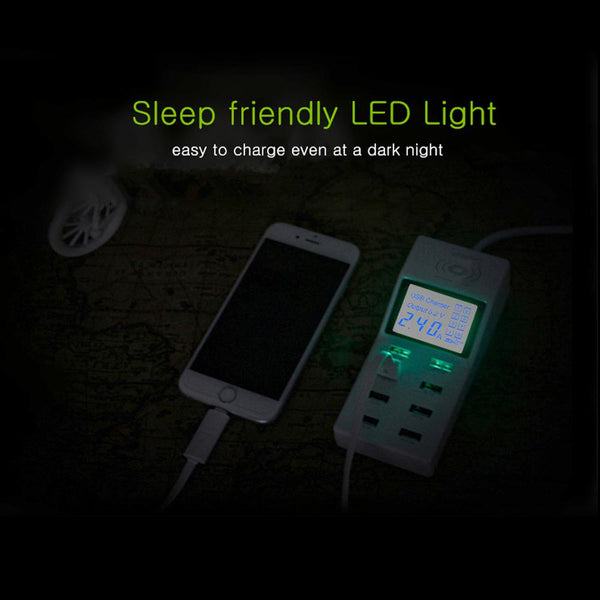 CRONY YC-CDA6W socket 8USB Wireless charging With Display QC3.0 Smart Wireless Fast Charger for iPhone X S9 Mi6 - Edragonmall.com