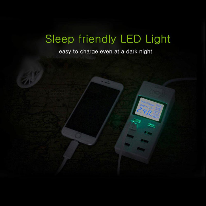 CRONY YC-CDA6W socket 8USB Wireless charging With Display QC3.0 Smart Wireless Fast Charger for iPhone X S9 Mi6 - Edragonmall.com