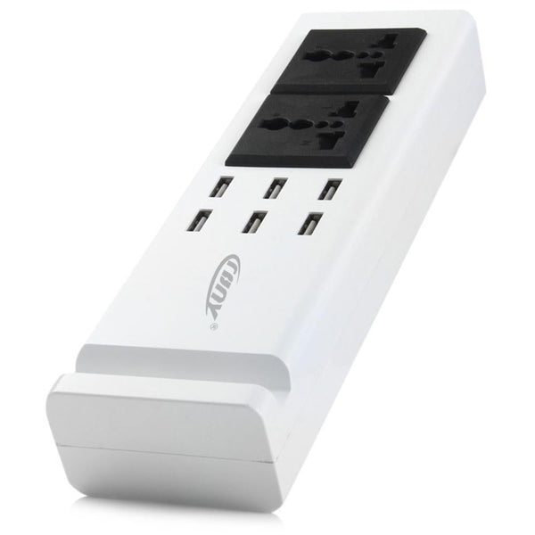 CRONY YC-CDA9 2+socket 6 USB Ports 2 Sockets with US Plug White - Edragonmall.com