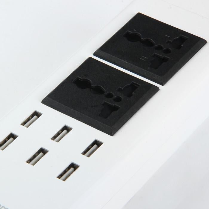 CRONY YC-CDA9 2+socket 6 USB Ports 2 Sockets with US Plug White - Edragonmall.com