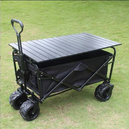 CRONY Ym-003 Folding Shopping Cart With Cover For Beachside Camping Outdoor Heavy Duty Portable Trolley /Black - Edragonmall.com
