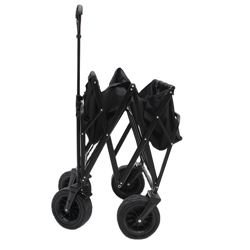 CRONY Ym-003 Folding Shopping Cart With Cover For Beachside Camping Outdoor Heavy Duty Portable Trolley /Black - Edragonmall.com