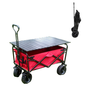 CRONY Ym-003 Folding Shopping Cart With Cover For Beachside Camping Outdoor Heavy Duty Portable Trolley /Red