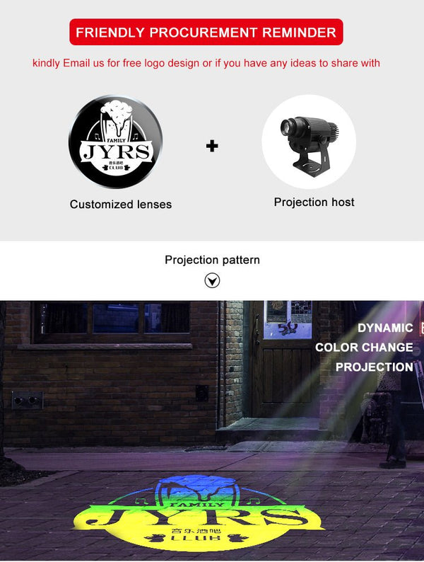 CRONY100W 4 pattern switching with motor logo lamp LED HD Projection Advertising DIY LOGO Custom Lmage Projector Lamp LED display - Edragonmall.com