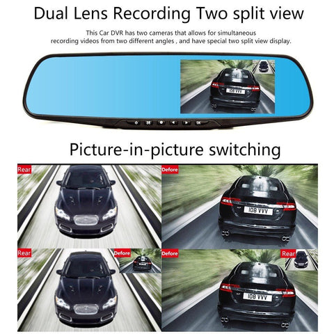 D208 Dual-Camera pushbutton dashcam Car Vehicle Blackbox DVR Dash Camera Night Vision Video Driving Recorder