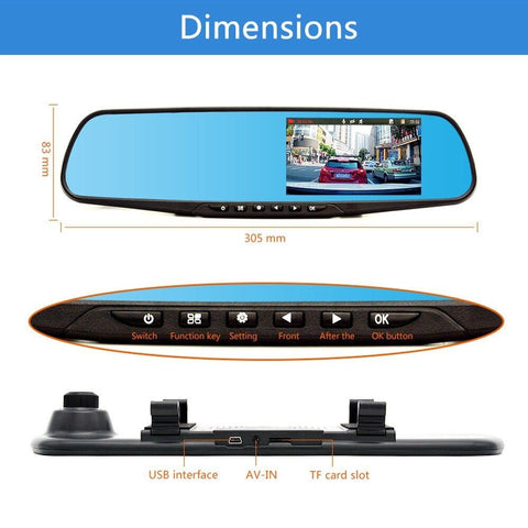 D208 Dual-Camera pushbutton dashcam Car Vehicle Blackbox DVR Dash Camera Night Vision Video Driving Recorder