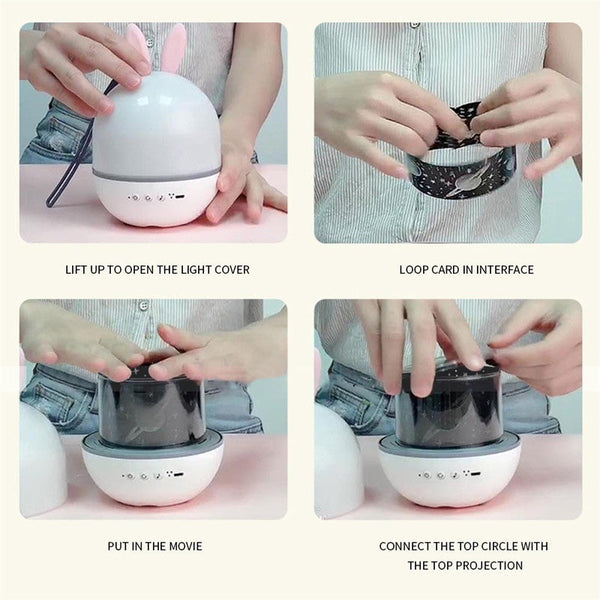 rabbit 6 kinds of pattern light Starry Sky Luminous Projection Nebula Music