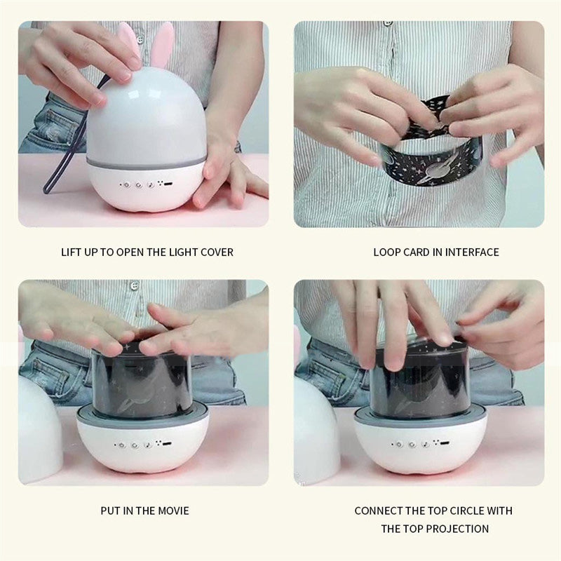 rabbit 6 kinds of pattern light Starry Sky Luminous Projection Nebula Music