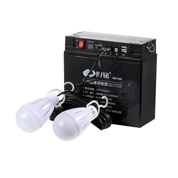 KAMISAFE KM920 Multifunctional Battery with Two 5 Watt Bulbs Portable Power Station for Camping Fishing - Edragonmall.com