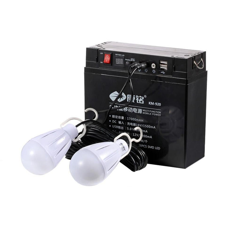 KAMISAFE KM920 Multifunctional Battery with Two 5 Watt Bulbs Portable Power Station for Camping Fishing - Edragonmall.com