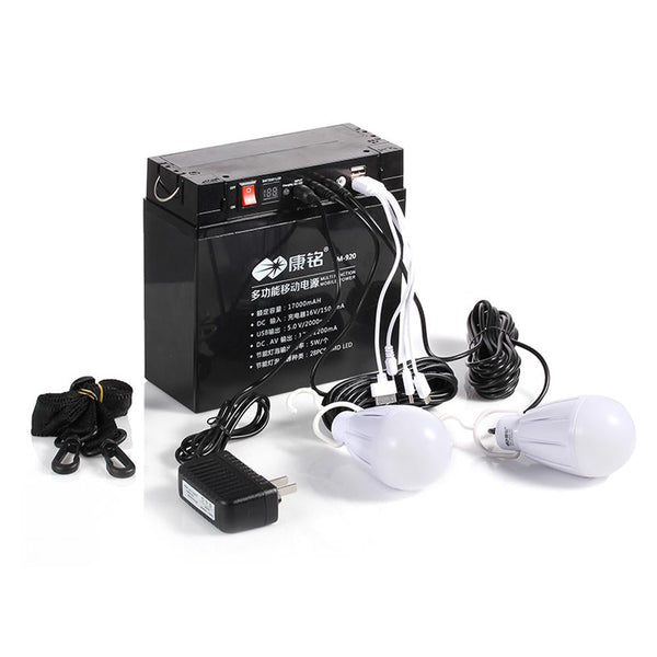 KAMISAFE KM920 Multifunctional Battery with Two 5 Watt Bulbs Portable Power Station for Camping Fishing - Edragonmall.com