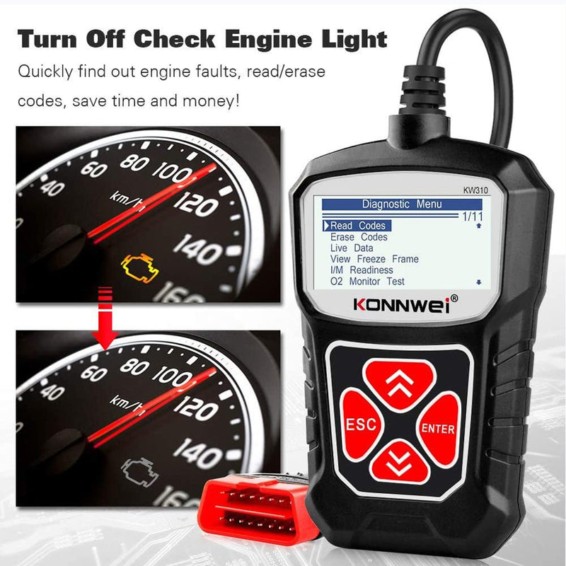 KONNWEI KW310 CAN OBD Scan Tool OBD2 Scanner Full OBDII - Edragonmall.com