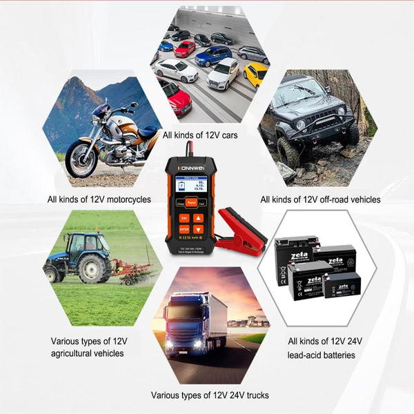 KONNWEI KW520 12V/10A-24V/5A Battery Tester+Charger+Repair Tool with tester and repair function - Edragonmall.com