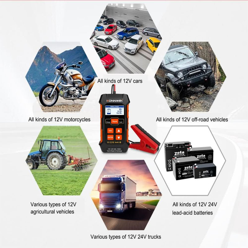 KONNWEI KW520 12V/10A-24V/5A Battery Tester+Charger+Repair Tool with tester and repair function - Edragonmall.com