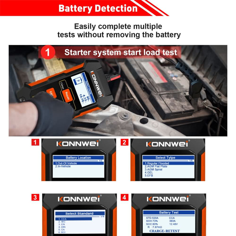 KONNWEI KW520 12V/10A-24V/5A Battery Tester+Charger+Repair Tool with tester and repair function - Edragonmall.com