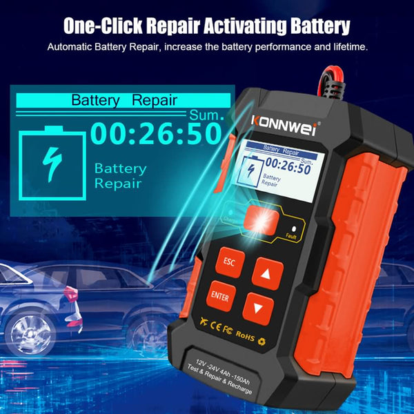 KONNWEI KW520 12V/10A-24V/5A Battery Tester+Charger+Repair Tool with tester and repair function - Edragonmall.com