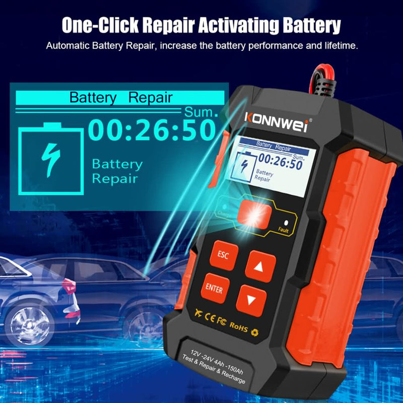 KONNWEI KW520 12V/10A-24V/5A Battery Tester+Charger+Repair Tool with tester and repair function - Edragonmall.com
