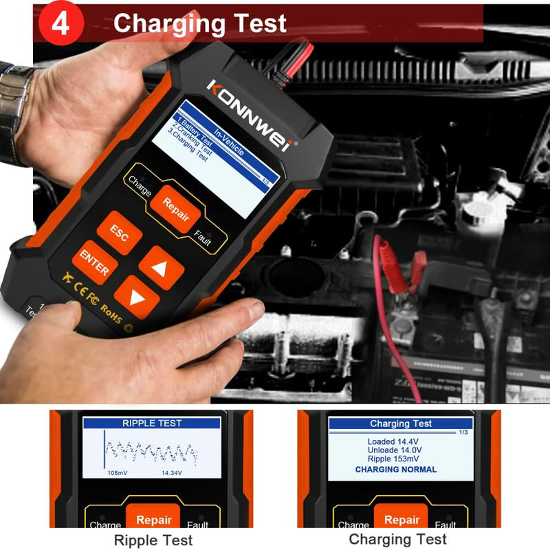 KONNWEI KW520 12V/10A-24V/5A Battery Tester+Charger+Repair Tool with tester and repair function - Edragonmall.com