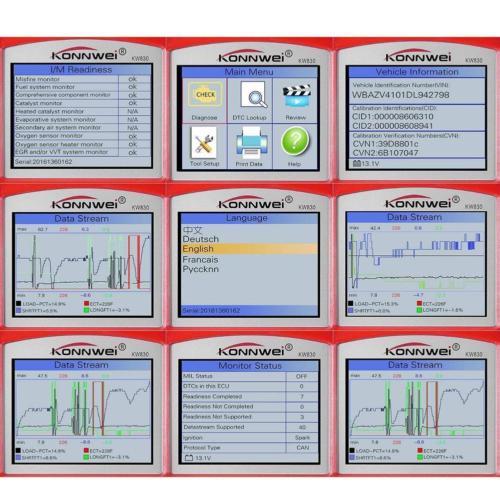 Konnwei KW830 EOBD OBD OBDII Scanner Reader Car Vehicles Diagnostic Tool Detector - Edragonmall.com